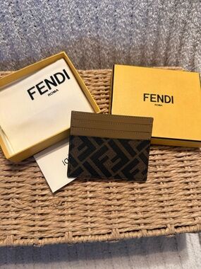 Fendi Brown and Black FF Logo Card Case